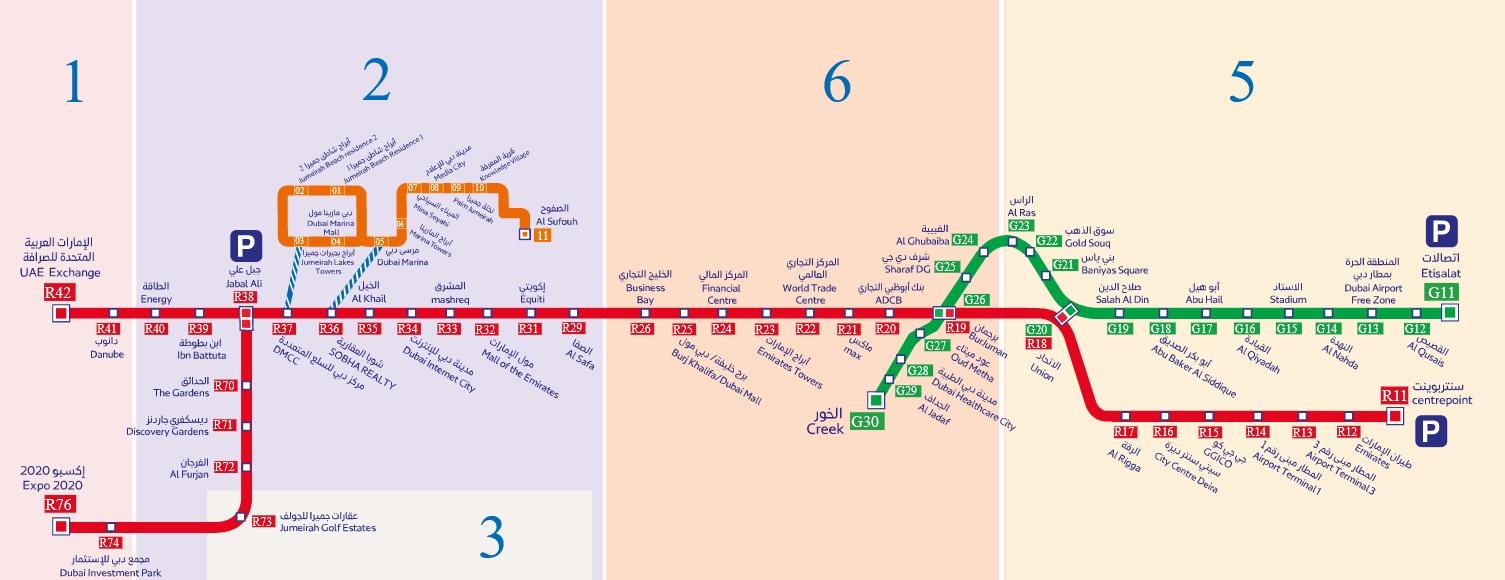 Схема метро Дубай 2023